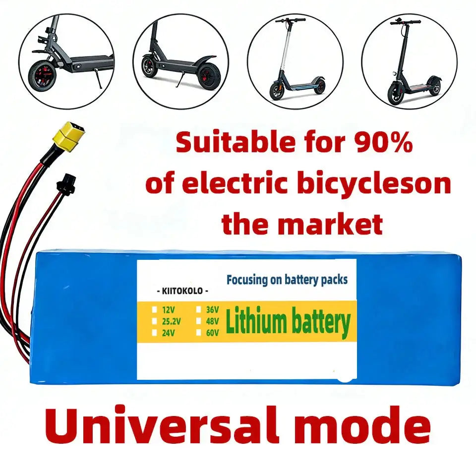 48V 10Ah Lithium-ion Rechargeable Battery 13S4P Pack for Electric Scooter with Smart BMS & 54.6V Charger suitable for e-bicycles.