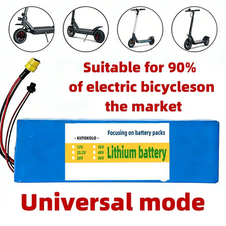 48V 10Ah Lithium-ion Rechargeable Battery 13S4P Pack for Electric Scooter with Smart BMS & 54.6V Charger suitable for e-bicycles.