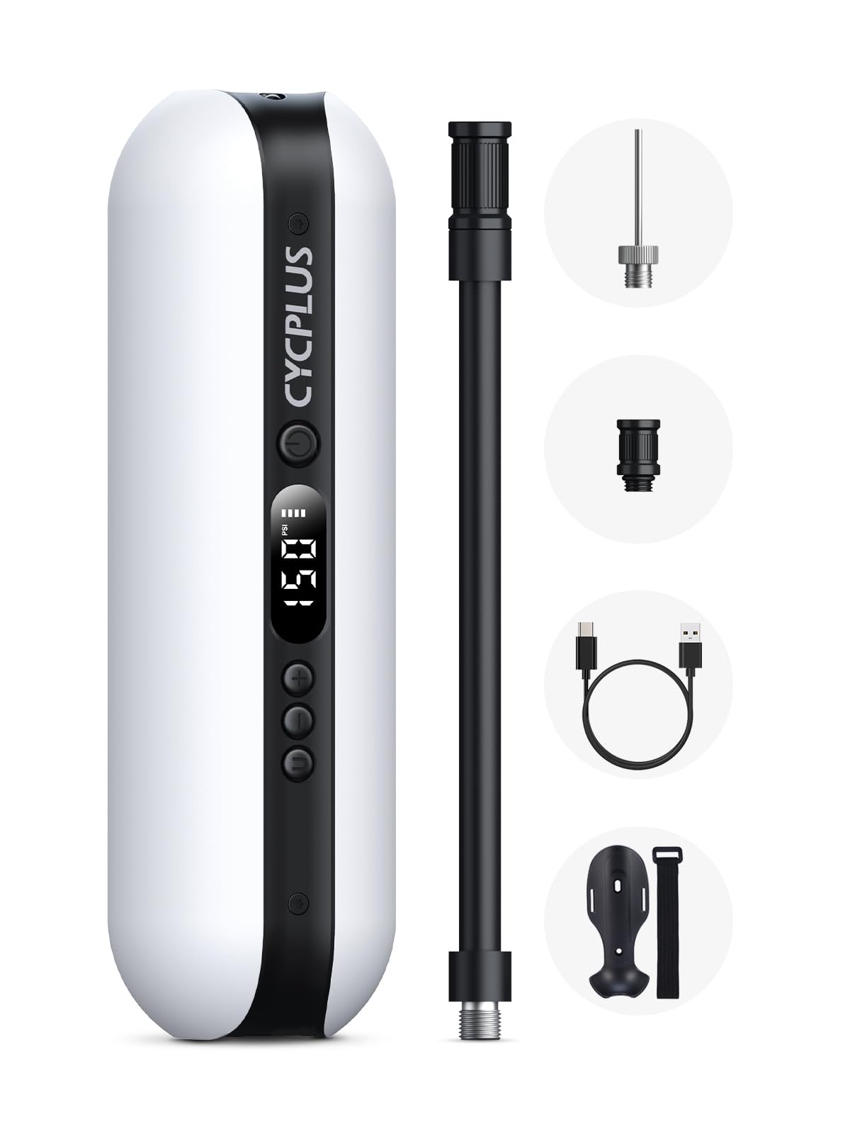 Portable Air Pump Mini Inflator Electric Tire Pump - Cycplus A2 White Portable Air Pump Mini Inflator Electric Tire Pump - Cycplus A2 White