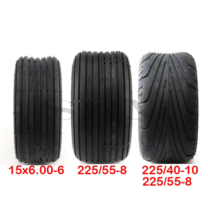 6PR Tubeless Vacuum Tires for Electric Scooters & Harley–Style Bikes – 15x6.00‑6, 225/55‑8 (18x9.50‑8), 225/40‑10 Sizes