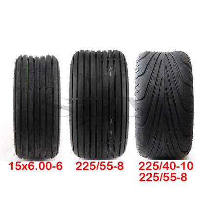 6PR Tubeless Vacuum Tires for Electric Scooters & Harley–Style Bikes – 15x6.00‑6, 225/55‑8 (18x9.50‑8), 225/40‑10 Sizes