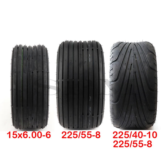 6PR Tubeless Vacuum Tires for Electric Scooters & Harley–Style Bikes – 15x6.00‑6, 225/55‑8 (18x9.50‑8), 225/40‑10 Sizes
