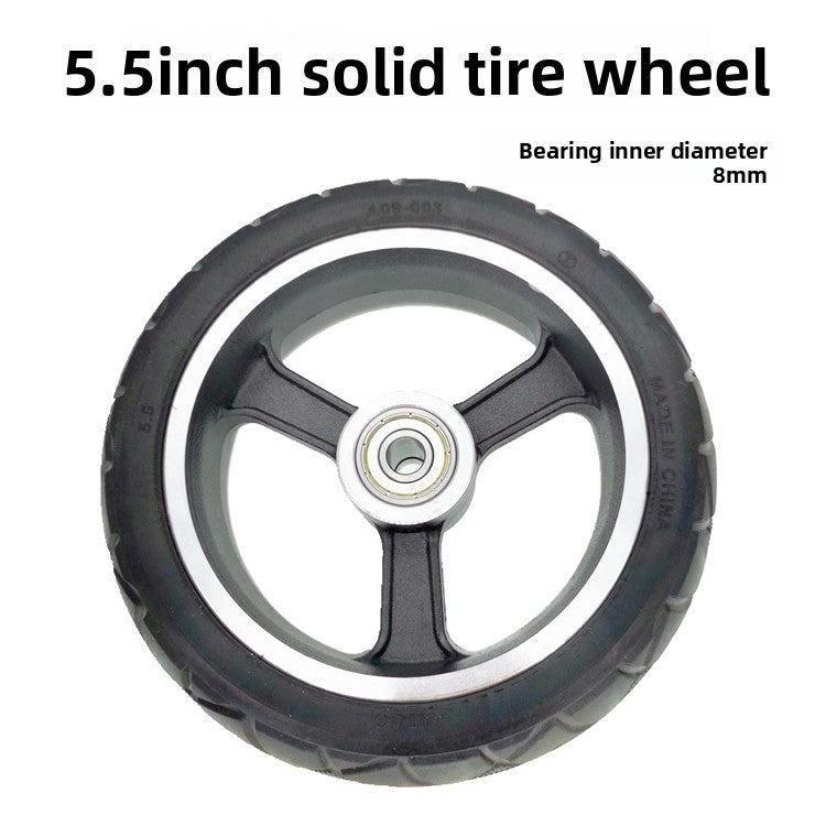 Non-Pneumatic Solid Tire with Carbon Fiber Hub – 5.5/6/6.5x2 Maintenance-Free Scooter Wheel