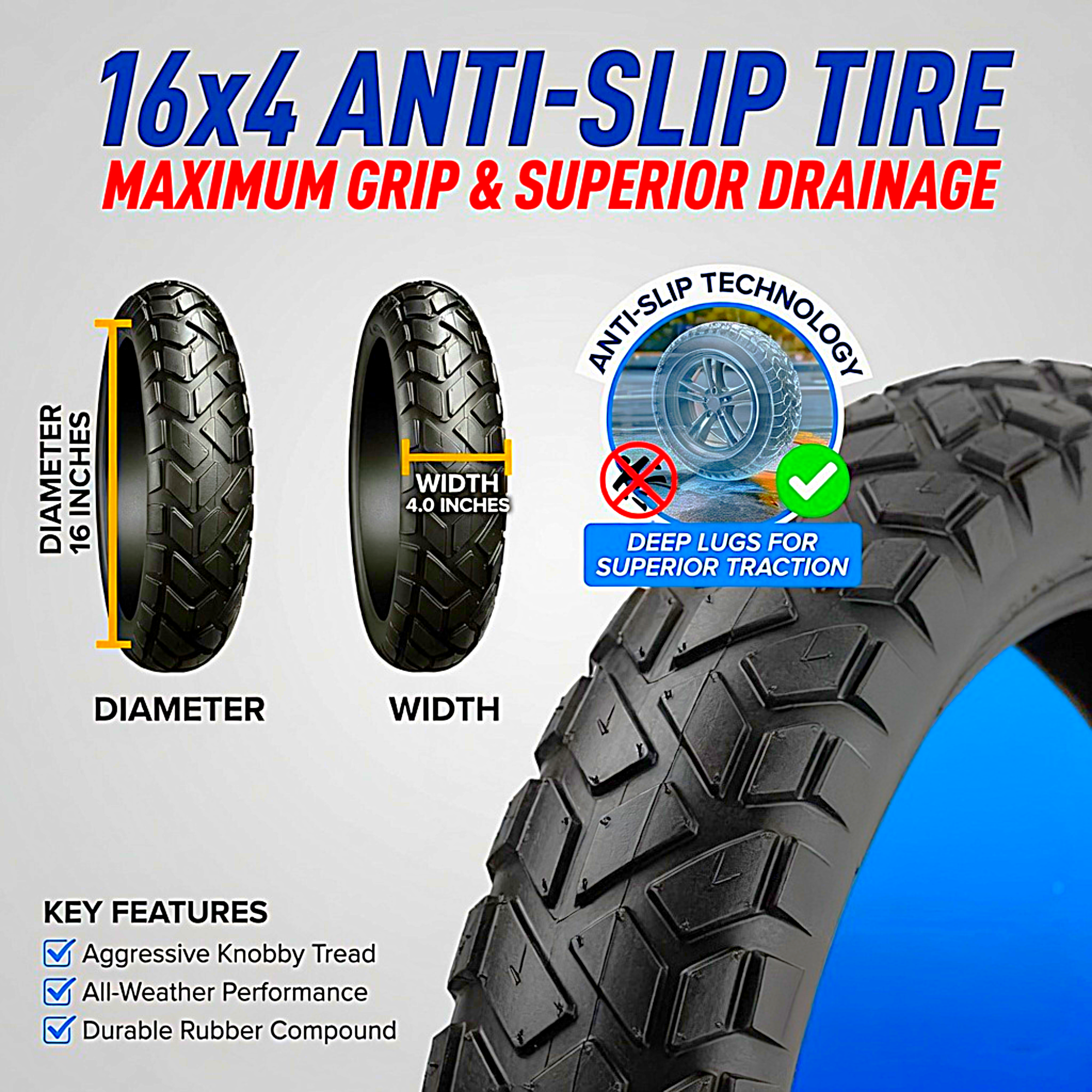 Fat Bike Tires with Durable Tubular Construction for E Bikes