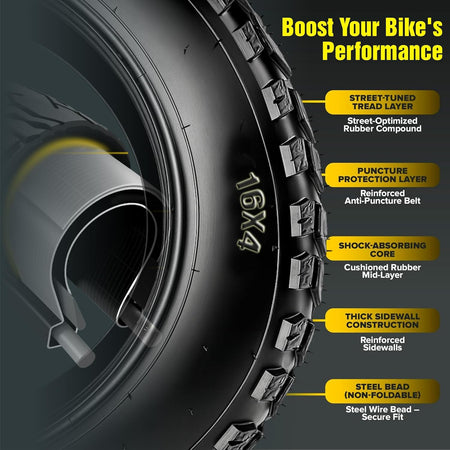 16x4 tubular fat tire pair for electric fat bikes and mountain bikes