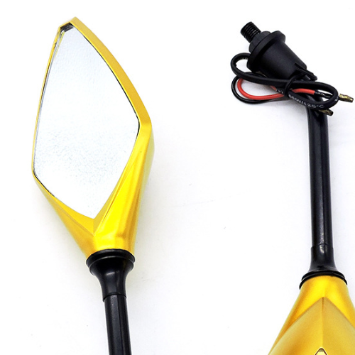 Universal Motorcycle Rear View Mirror with LED Light – Wide-Angle Double Curvature Mirror for Bikes & Electric Vehicles (Model 2663)