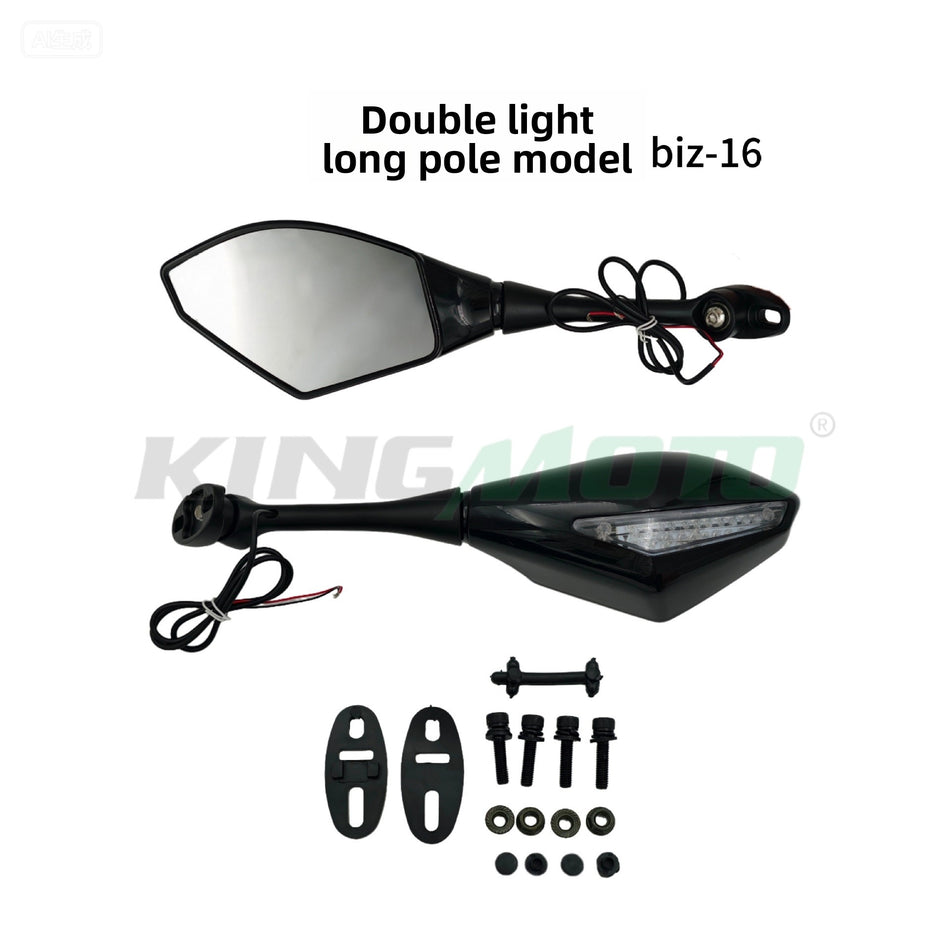 Universal LED Turn Signal Motorcycle Side Mirrors ? Flat Glass (Model 705)