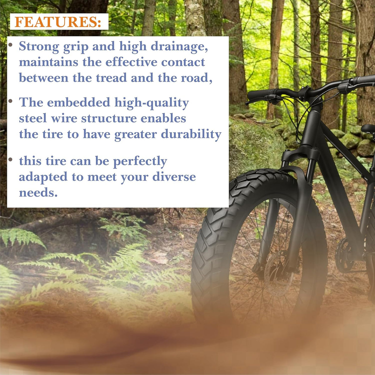 2-pack 16x4 fat bike tires for sand snow gravel terrain