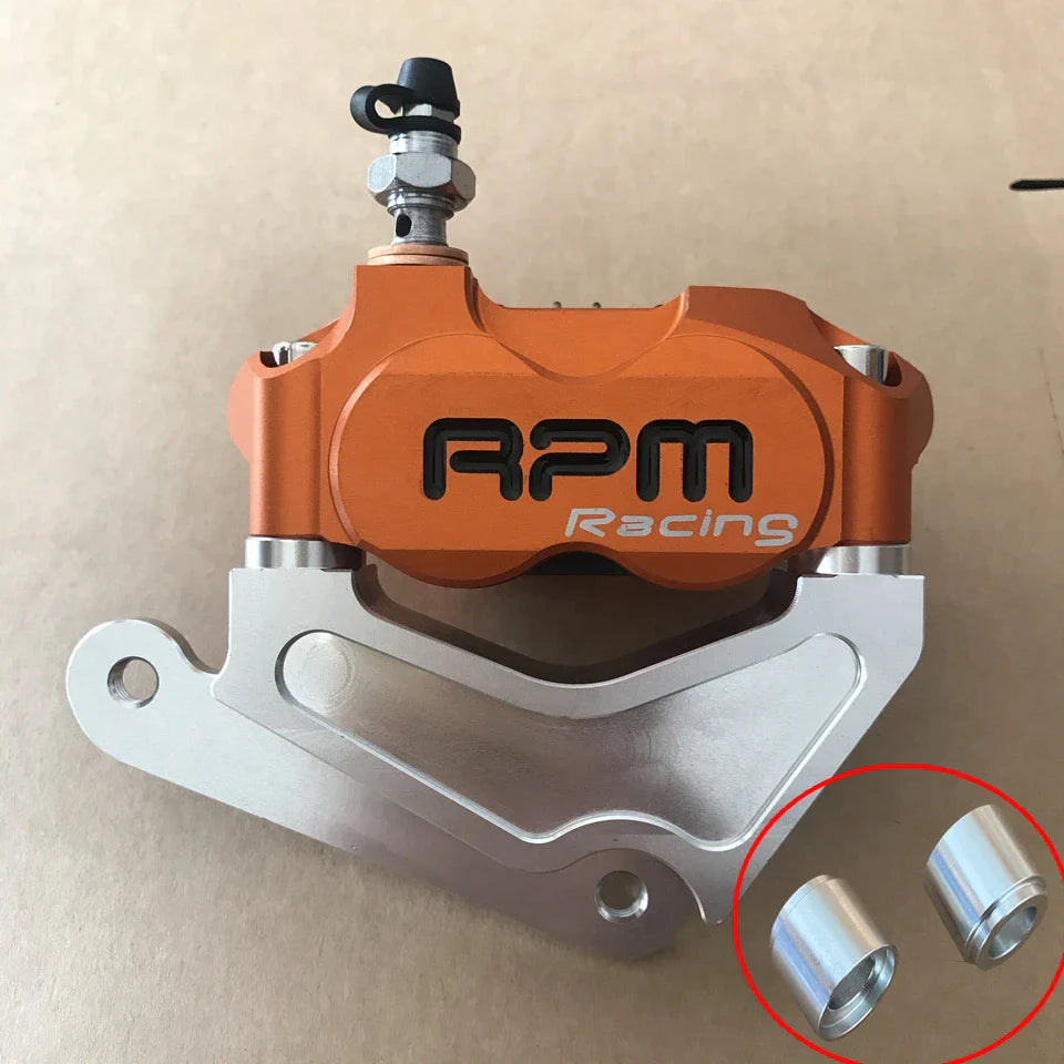 RPM Racing 82mm Radial 4-Piston Front Brake Caliper – For Honda Dio AF18/27/28/34/35 (Fits 200mm–220mm Disc) Orange 220mm