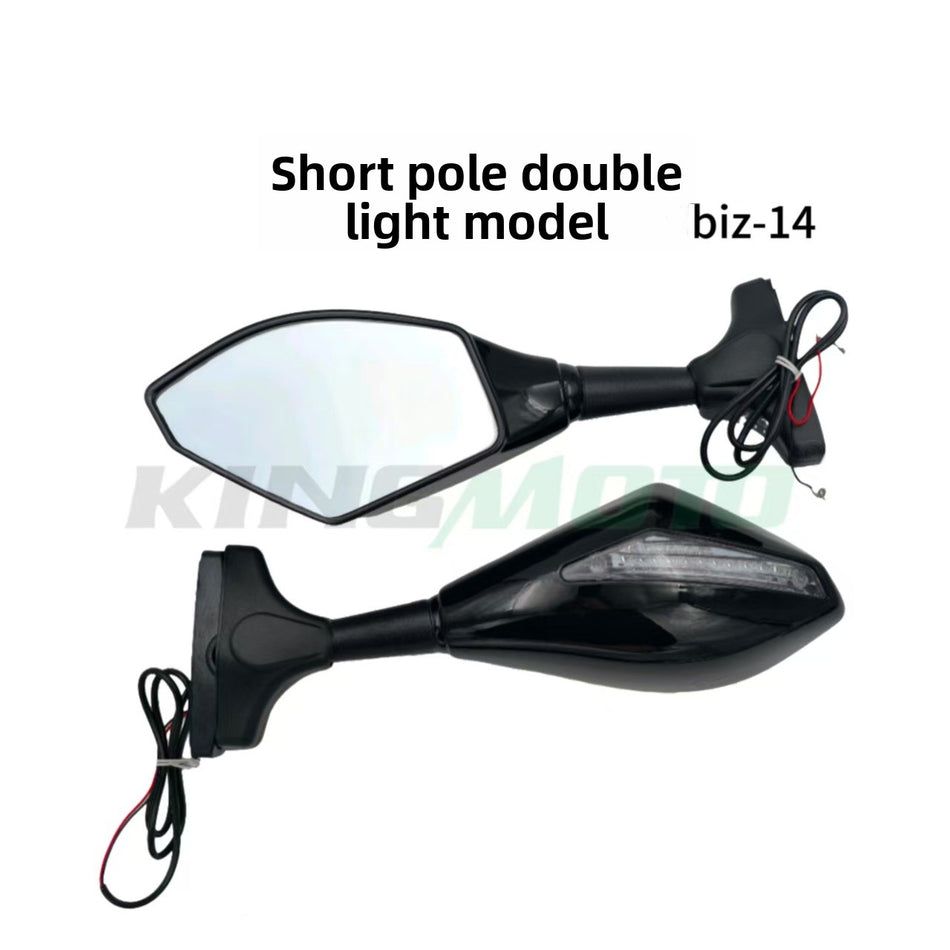 Universal LED Turn Signal Motorcycle Side Mirrors ? Flat Glass (Model 705)