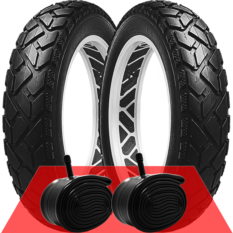 Folding Fat Bike Tires & Tubes Set (2 Tires + 2 Tubes) Sizes -16x4 20x4 26x3 26x4 – Heavy-Duty All-Terrain Puncture-Resistant