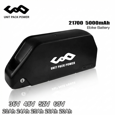 21700 Polly downtube e-bike battery pack showing mounting bracket and key lock