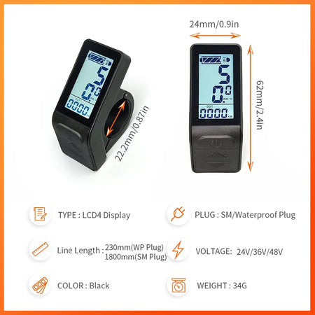 24V 36V 48V ebike display meter