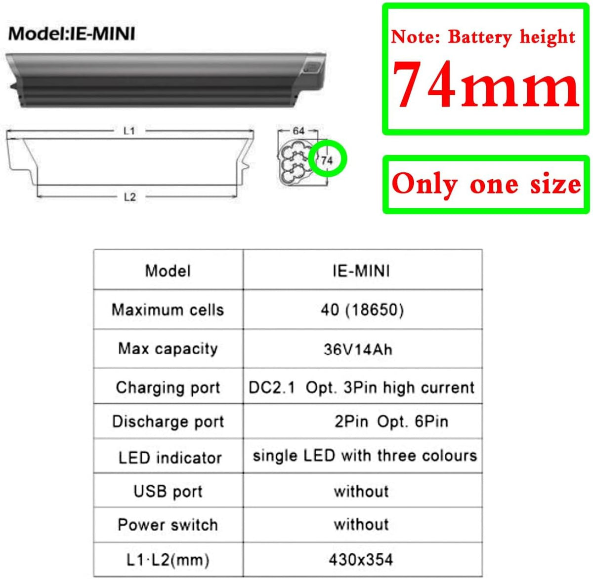 250W motor compatible battery