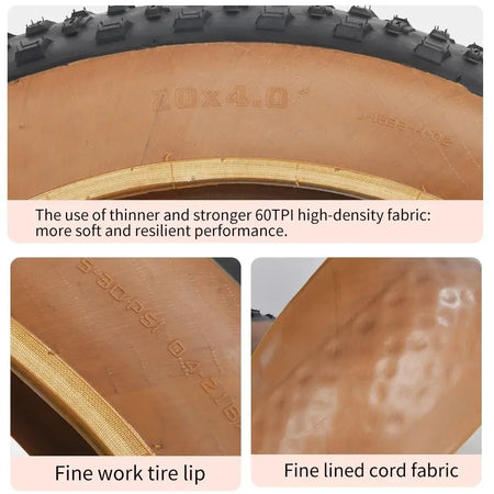 26x4.0 fat bike tire with deep tread