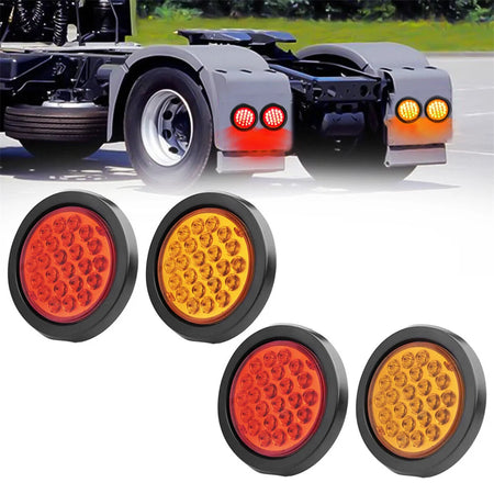   2Pcs 24V 24 LED Round Car Rear Tail Light Brake Stop Side Marker Turn Warning Indicator Lamp