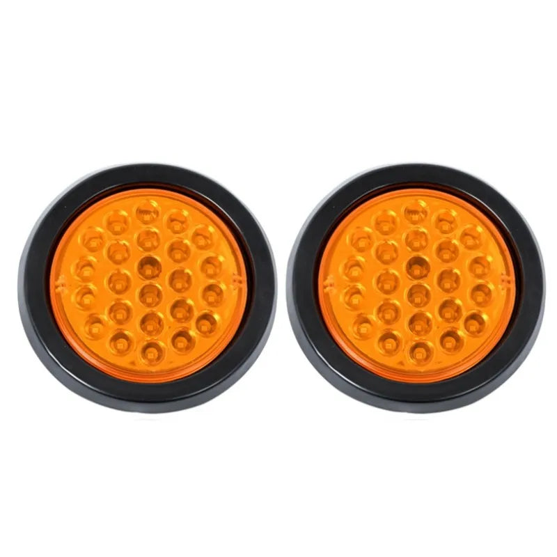   2Pcs 24V 24 LED Round Car Rear Tail Light Brake Stop Side Marker Turn Warning Indicator Lamp