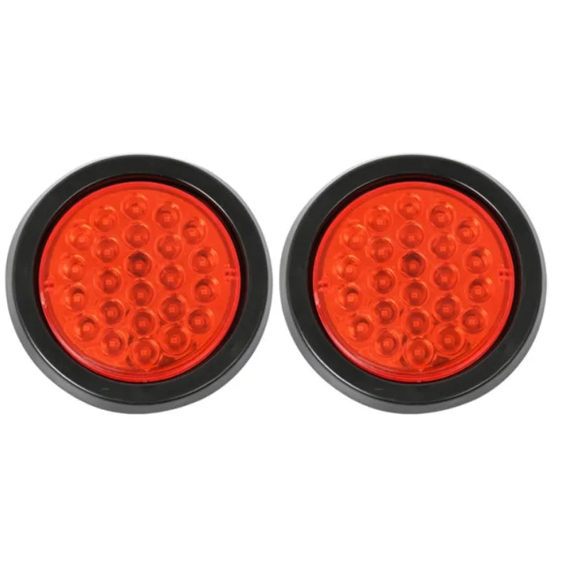   2Pcs 24V 24 LED Round Car Rear Tail Light Brake Stop Side Marker Turn Warning Indicator Lamp