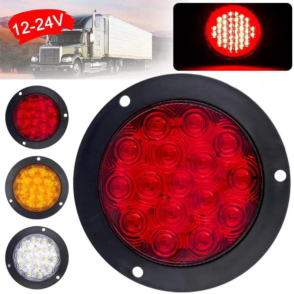  1pcs 16 LED Tail Light 4" Round Red Stop Brake Turn Trailer Light for RV Truck Universal Car Signal Brake Rear Warning Taillight