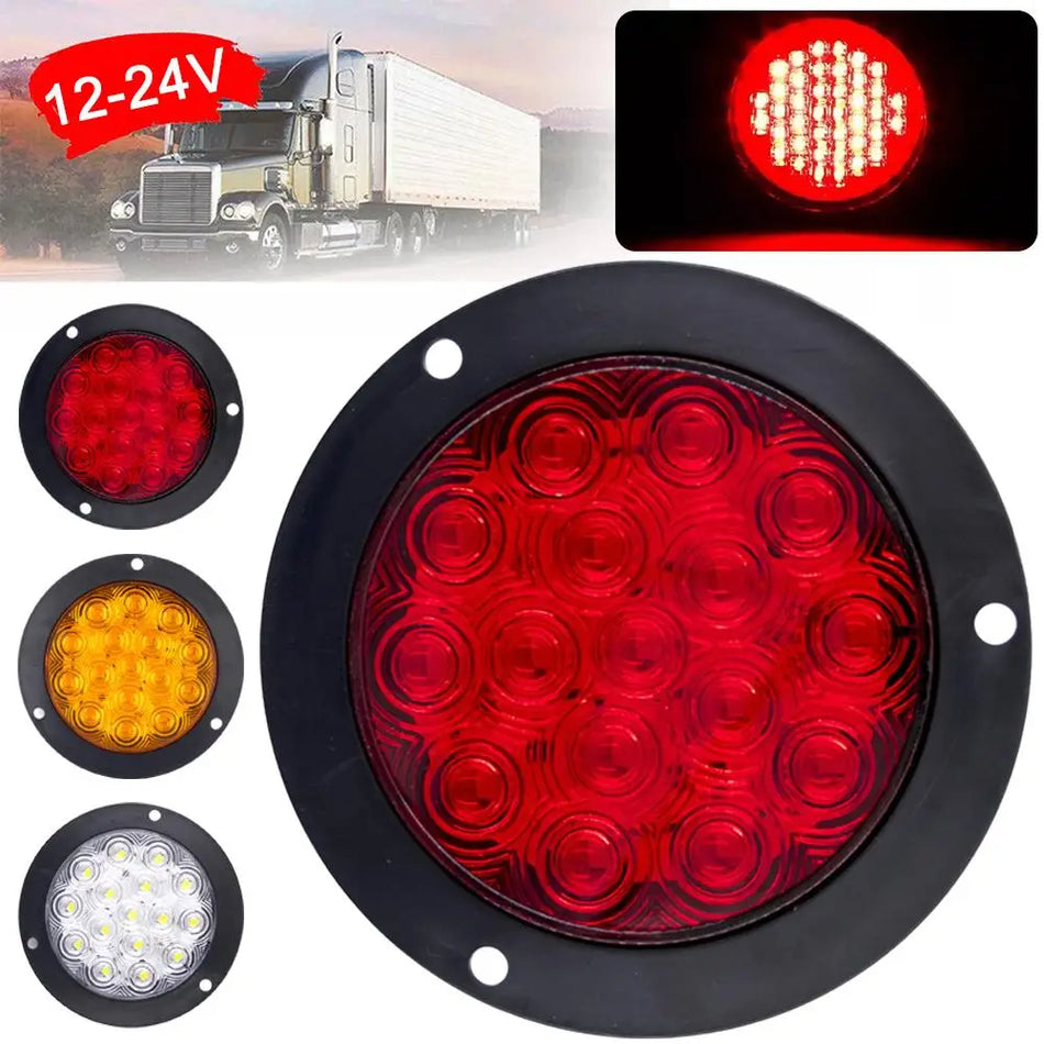   1pcs 16 LED Tail Light 4" Round Red Stop Brake Turn Trailer Light for RV Truck Universal Car Signal Brake Rear Warning Taillight