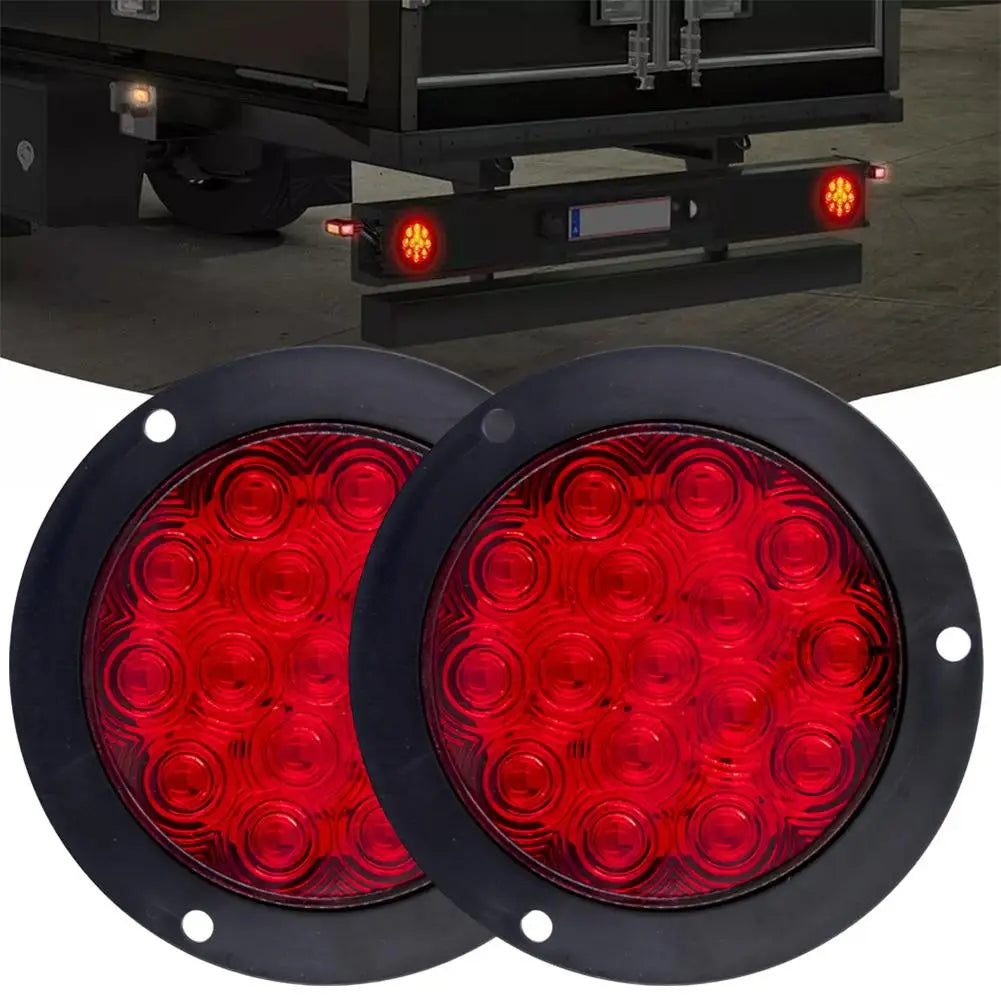   1pcs 16 LED Tail Light 4" Round Red Stop Brake Turn Trailer Light for RV Truck Universal Car Signal Brake Rear Warning Taillight