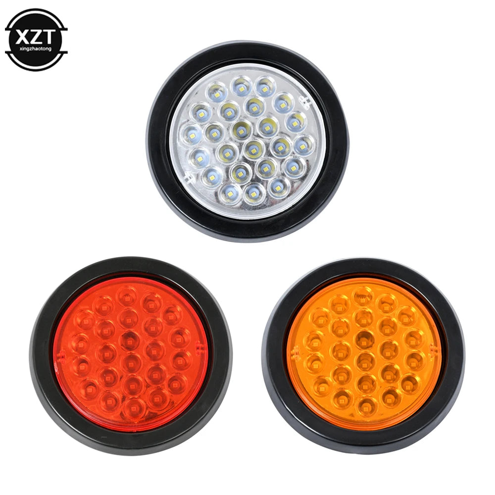   1pcs 24V 4.3" LED Round Car Rear Tail Light - Brake Stop Side Marker Indicator for Truck Trailer ATV