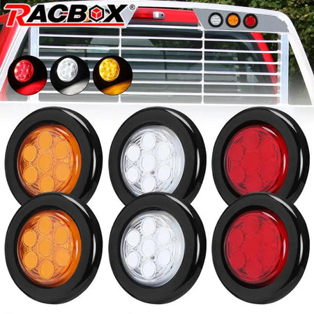   2-Inch Round LED Side Marker Lights for Trucks - 12V Trailer Clearance Lights in Yellow, Red, and White