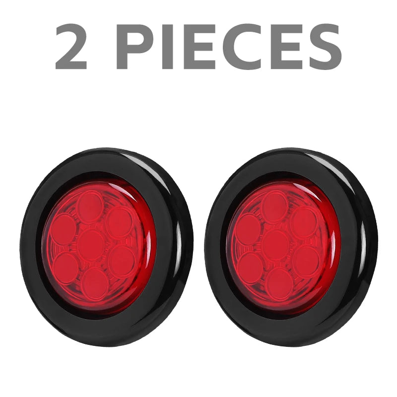   2-Inch Round LED Side Marker Lights for Trucks - 12V Trailer Clearance Lights in Yellow, Red, and White