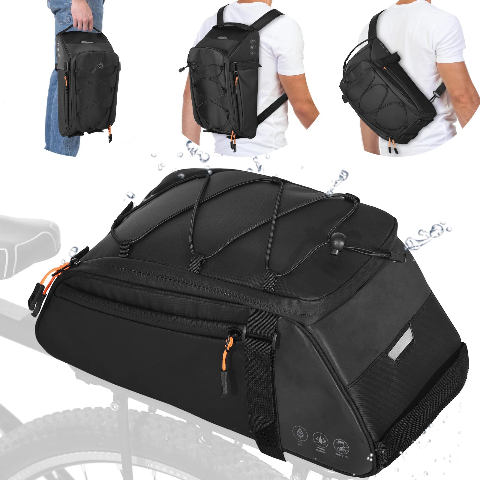   3-in-1 Waterproof Bicycle Bag with Reflective Design and Shoulder Strap