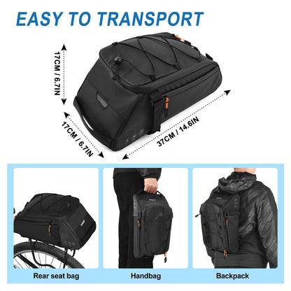   3-in-1 Waterproof Bicycle Bag with Reflective Design and Shoulder Strap