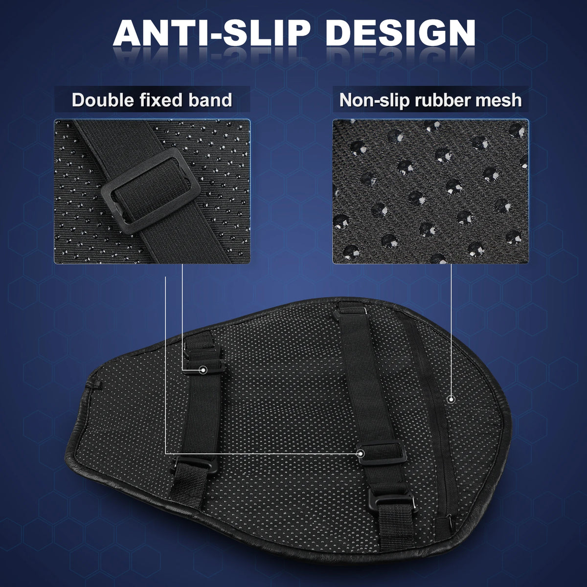   Motorcycle TPE Seat Cushion with Anti-UV Cover – Large 3D Honeycomb Structure Pressure Relief Seat Pad for Long Rides