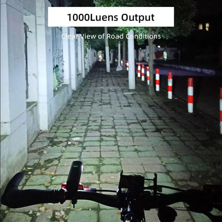   Bicycle Headlight 1000Lms Dual LEDs 4800mAH Bike Front Lighting Lantern Alloy Housing USB Charge Alum. Bracket