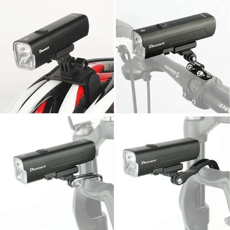   Bicycle Headlight 1000Lms Dual LEDs 4800mAH Bike Front Lighting Lantern Alloy Housing USB Charge Alum. Bracket