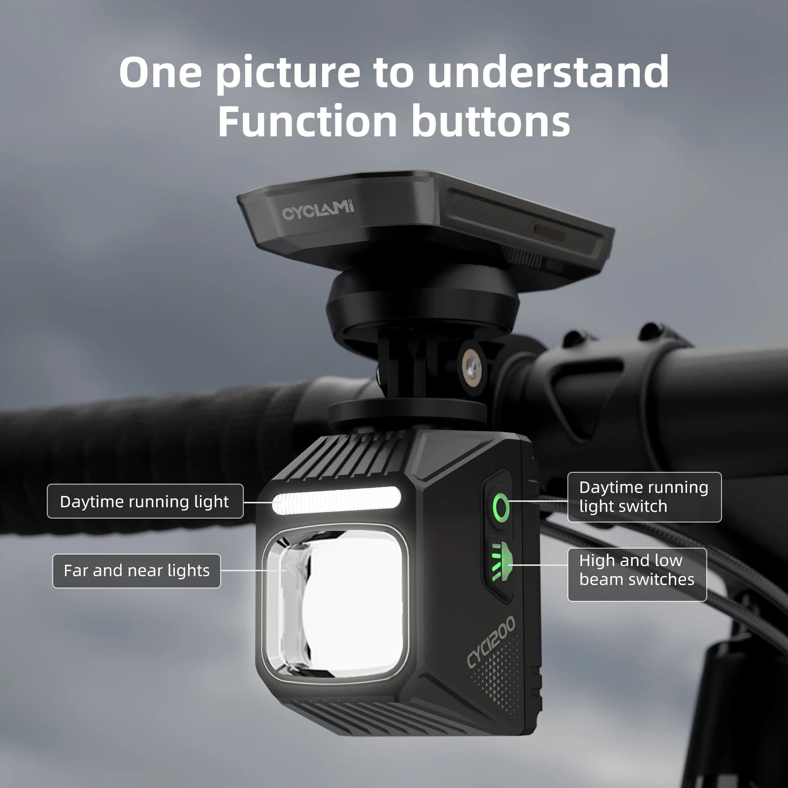   CYCLAMI Bike Headlight Cut-off Line Bicycle Handlebar Front Light - MTB Road Flashlight