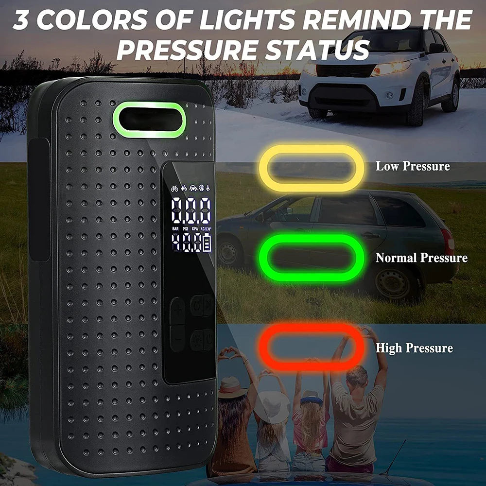   Portable Tire Pressure Gauge and Inflator with LED Display - 150PSI 120W Wireless Air Pump