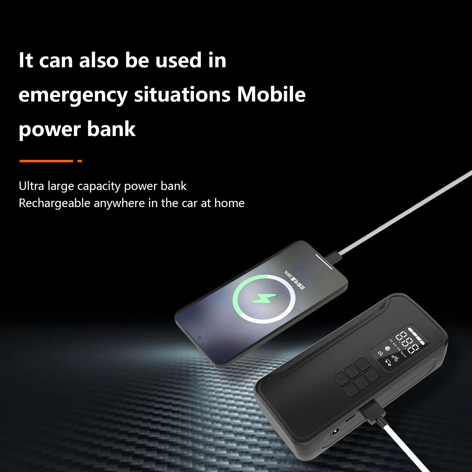   Portable Tire Pressure Gauge and Inflator with LED Display - 150PSI 120W Wireless Air Pump