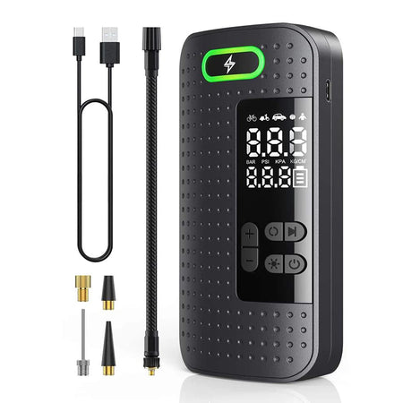   Portable Tire Pressure Gauge and Inflator with LED Display - 150PSI 120W Wireless Air Pump