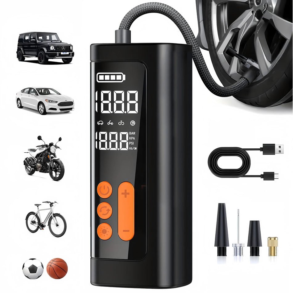   Wireless Car Tire Inflator Portable Air Compressor - 150 PSI Electric Air Pump for Motorcycle, Bicycle, and Balls