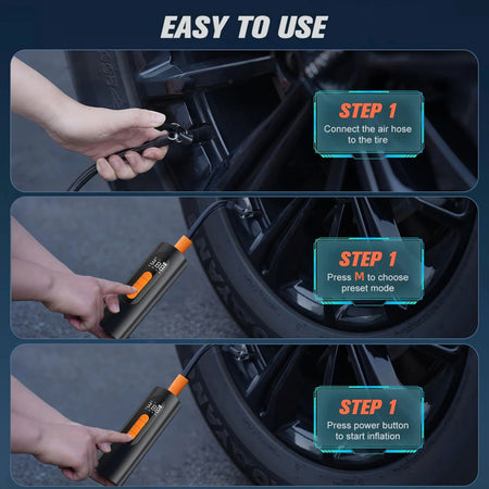   Portable Tire Inflator 150PSI - Wireless Air Pump Mini Air Compressor for Motorcycle, Car, and Bicycle