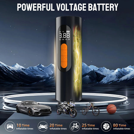   Portable Tire Inflator 150PSI - Wireless Air Pump Mini Air Compressor for Motorcycle, Car, and Bicycle