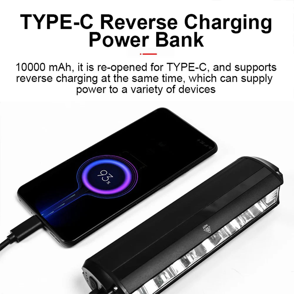   Fivemi Bicycle Light Front 10000mAh - Bike Light Power Bank Flashlight