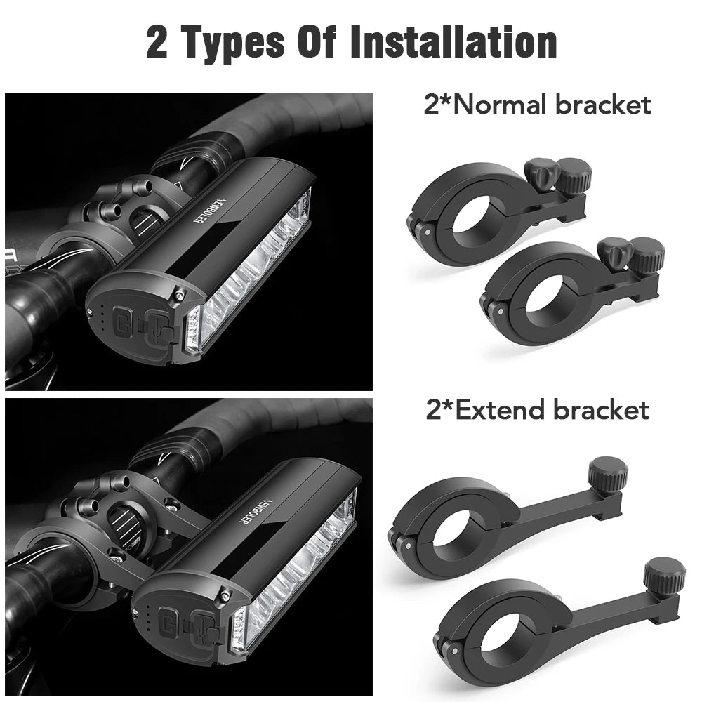   NEWBOLER 10000mAh Front Bicycle Light - 6000 Lumen Waterproof USB Rechargeable MTB Lamp