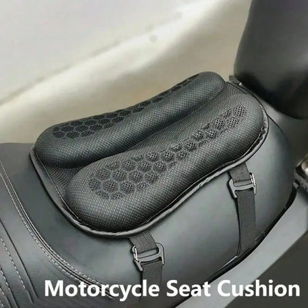   3D Honeycomb Motorcycle Seat Pad - Gel Cushion with Breathable Mesh
