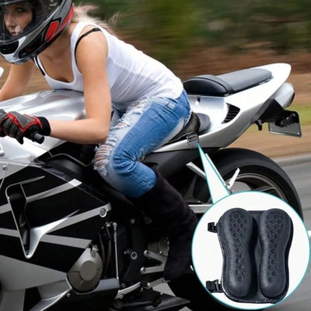   3D Honeycomb Motorcycle Seat Pad - Gel Cushion with Breathable Mesh