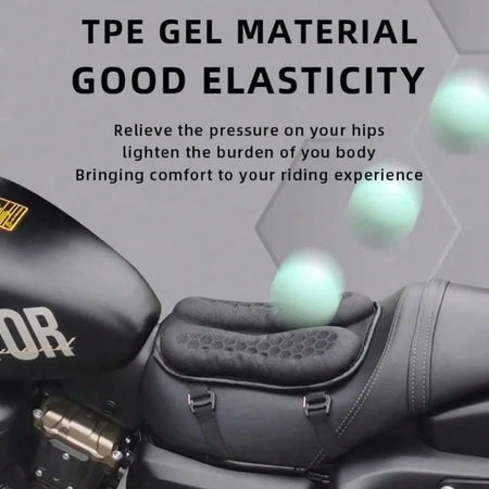   3D Honeycomb Motorcycle Seat Pad - Gel Cushion with Breathable Mesh