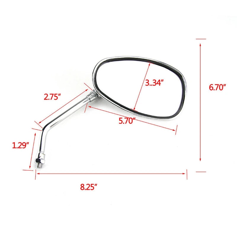   10mm Chrome Chopper Motorcycle Rear View Side Mirrors for Honda, Kawasaki, Suzuki
