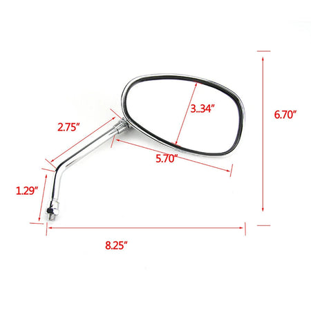   10mm Chrome Chopper Motorcycle Rear View Side Mirrors for Honda, Kawasaki, Suzuki