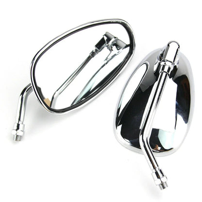   10mm Chrome Chopper Motorcycle Rear View Side Mirrors for Honda, Kawasaki, Suzuki