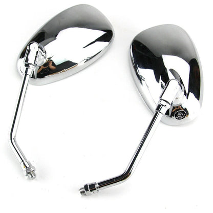   10mm Chrome Chopper Motorcycle Rear View Side Mirrors for Honda, Kawasaki, Suzuki