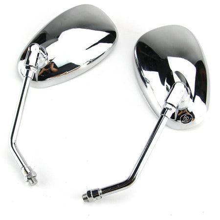   10mm Chrome Chopper Motorcycle Rear View Side Mirrors for Honda, Kawasaki, Suzuki